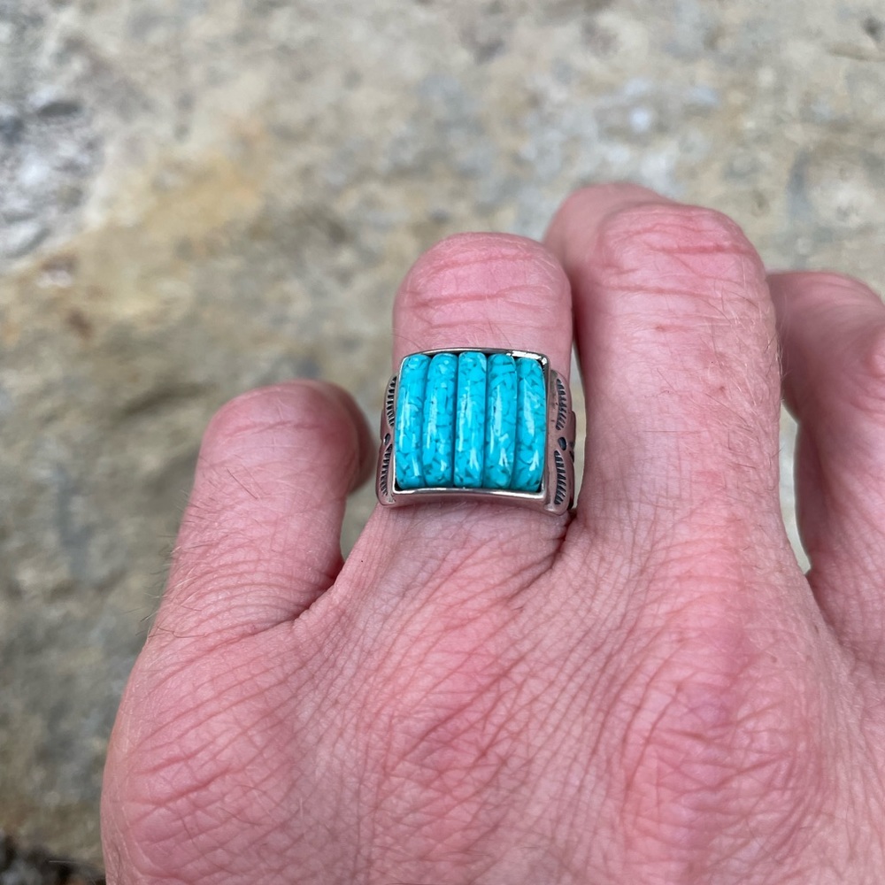 Navajo Style Sterling and Turquoise in Resin Ring.